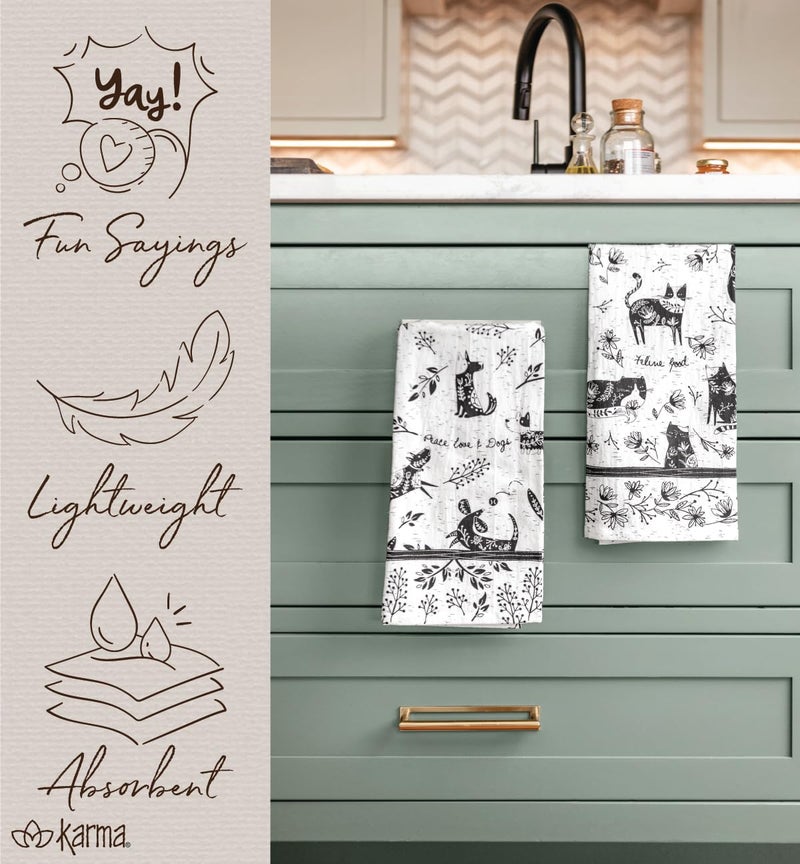 Karma Gifts Black and White Boho Tea Towel,Cotton, Sea Turtle - Image 4